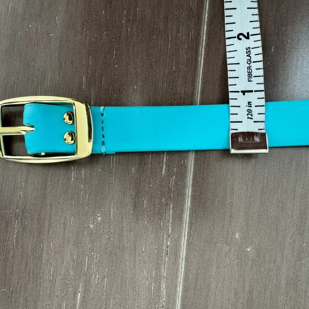 Talbots leather turquoise gold buckle skinny office classic summer belt Medium
